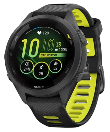 Garmin Forerunner 265S 42 мм (черный корпус/черно-желтый ремешок)