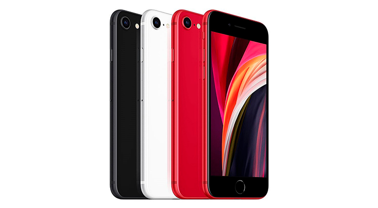 айфоны SE в трех цветах: черный, белый и красный
