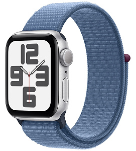 Apple Watch SE 2024 40 мм (серебро,синий нейлон)