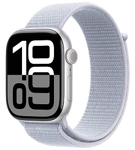 Apple Watch Series 10 42 мм (серебро/голубой нейлон)