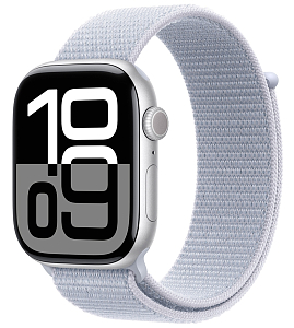 Apple Watch Series 10 42 мм (серебро/голубой нейлон)