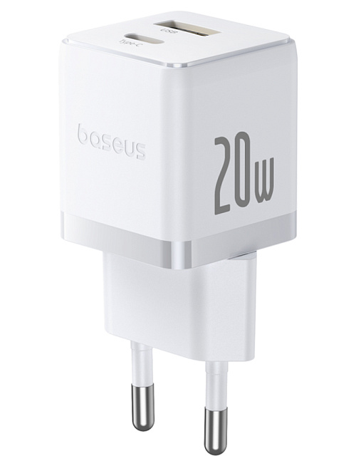 Baseus Palm Fast Charger C+U 20W с кабелем USB-C to USB-C 60W (белый)
