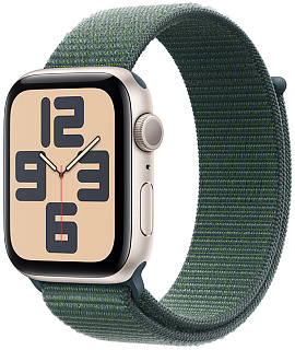 Apple Watch SE 2024 44 мм (сияющая звезда / зеленый нейлон)