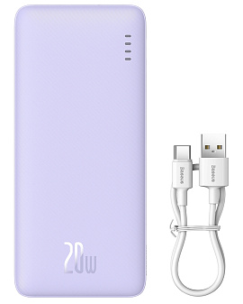 Baseus Airpow Power Bank 20000mAh 20W с кабелем USB-C (пурпурный)