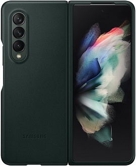 Чехол-накладка Leather Cover для Samsung Z Fold3 (темно-зеленый)