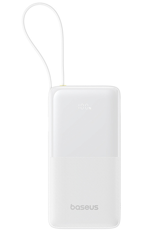 Baseus Bipow 2 Digital Display Power Bank 10000mah 20W с кабелем USB-C (белый)