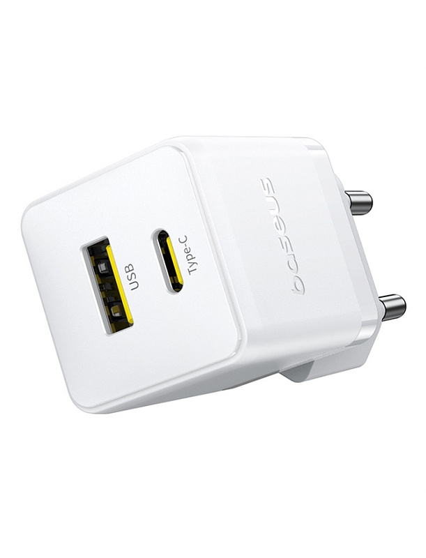 Baseus Palm Fast Charger C+U 20W с кабелем USB-C to USB-C 60W (белый) фото 2