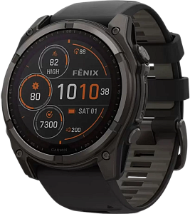Garmin Fenix 8 AMOLED Sapphire Solar 51 мм (титановый корпус/неоново-серый ремешок)