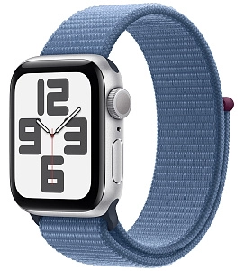 Apple Watch SE 2024 40 мм (серебро,синий нейлон)
