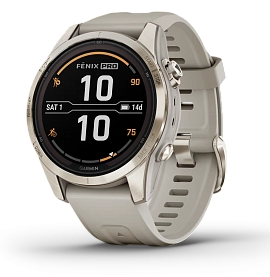 Garmin Fenix 7S Pro Sapphire Solar 42 мм (бежевый корпус/песочный ремешок)