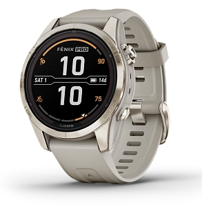 Garmin Fenix 7S Pro Sapphire Solar 42 мм (бежевый корпус/песочный ремешок)