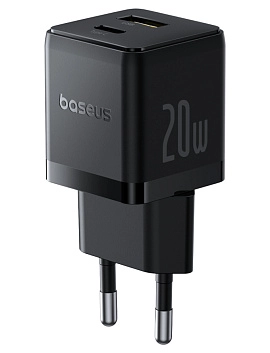 Baseus Palm Fast Charger C+U 20W с кабелем USB-C to USB-C 60W (черный)