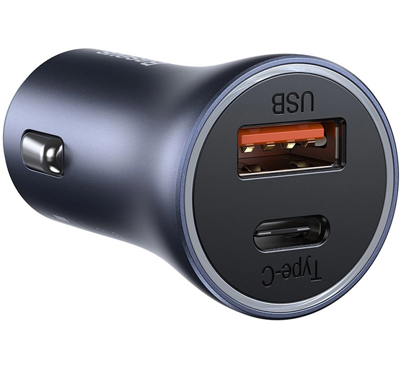 Baseus Golden Contactor Pro Car Charger Type-С + USB 40W (серый) фото 2 Baseus Golden Contactor Pro Car Charger Type-С + USB 40W (серый) фото 2