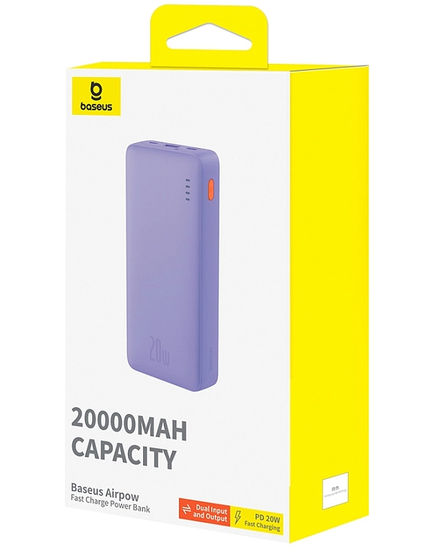 Baseus Airpow Power Bank 20000mAh 20W с кабелем USB-C (пурпурный) фото 2 Baseus Airpow Power Bank 20000mAh 20W с кабелем USB-C (пурпурный) фото 2