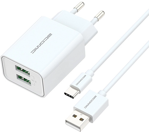 Atomic 2.1A U400 с кабелем Type-C (белый) Atomic 2.1A U400 с кабелем Type-C (белый)