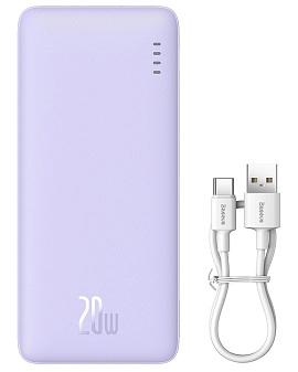Baseus Airpow Power Bank 20000mAh 20W с кабелем USB-C (пурпурный)