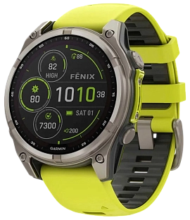 Garmin Fenix 8 AMOLED Sapphire Solar 51 мм (титановый корпус/неоново-серый ремешок)