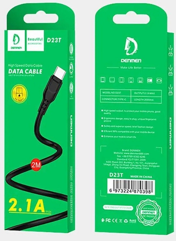 Denmen Type-C 2м (черный) фото 2