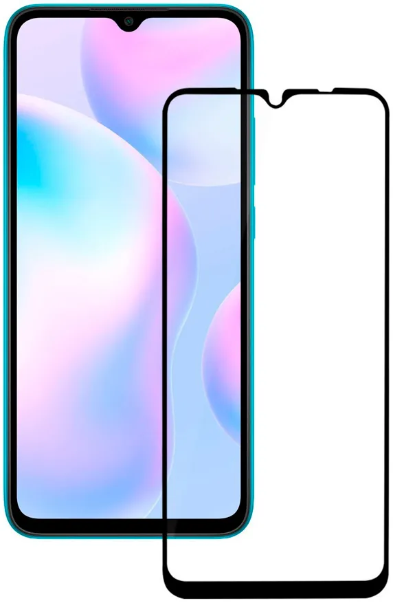 Стекло защитное CASE 3D для Xiaomi Redmi 9A/9C (черная рамка)