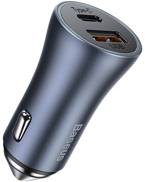 Baseus Golden Contactor Pro Car Charger Type-С + USB 40W (серый) Baseus Golden Contactor Pro Car Charger Type-С + USB 40W (серый)