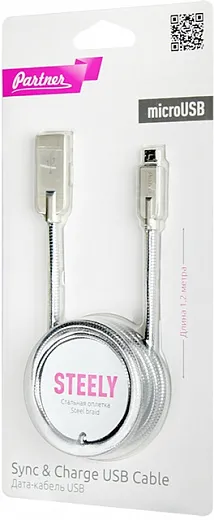 Data-кабель Partner micro-USB 1.2м (металлизированный)