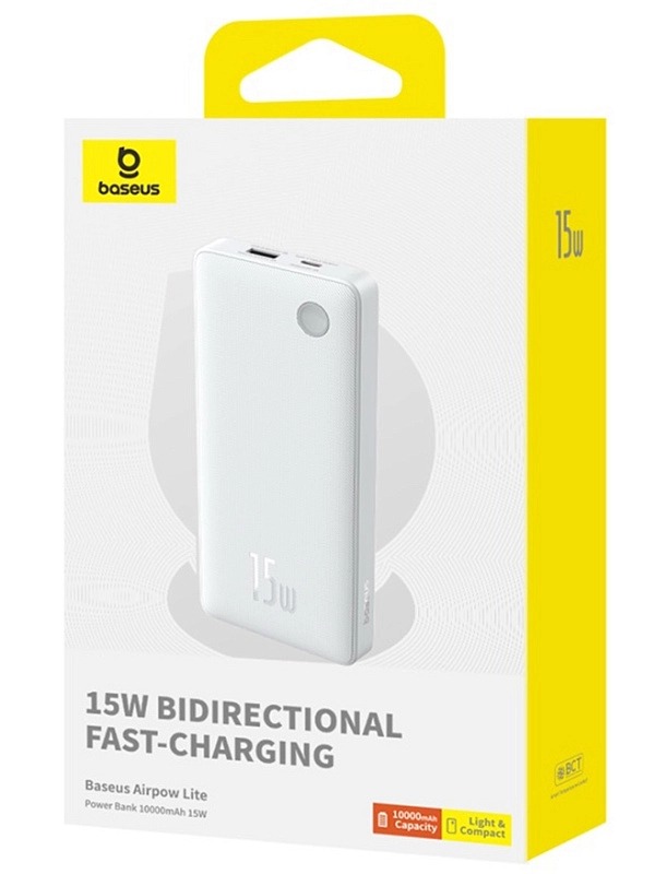 Baseus Airpow Lite Power Bank 10000mAh 15W (белый) фото 2 Baseus Airpow Lite Power Bank 10000mAh 15W (белый) фото 2