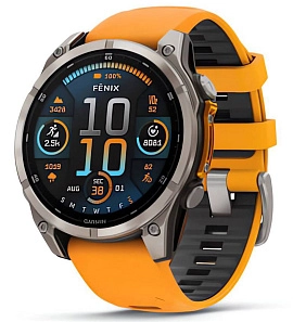 Garmin Fenix 8 AMOLED Sapphire 47 мм (титановый серый/оранжевый ремешок)