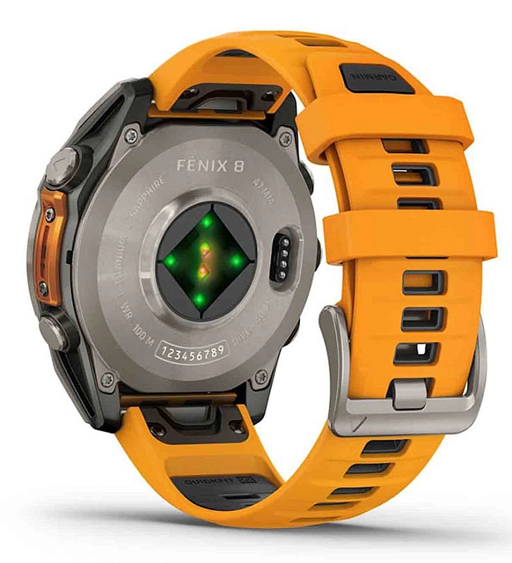 Garmin Fenix 8 AMOLED Sapphire 47 мм (титановый серый/оранжевый ремешок) фото 2