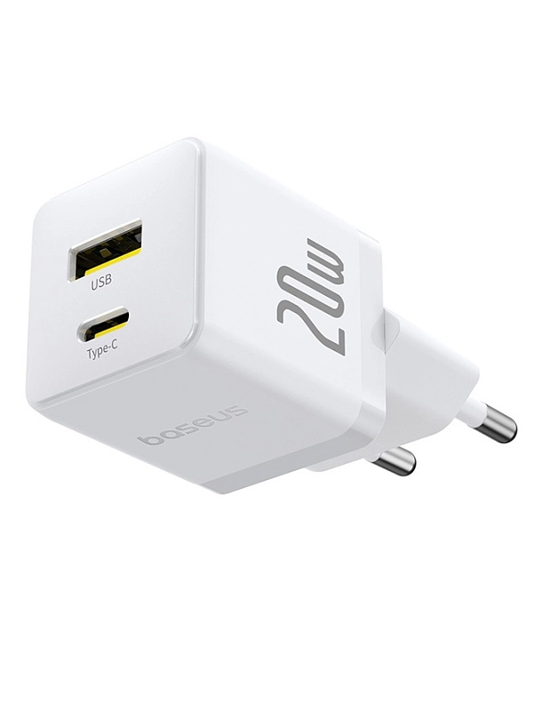Baseus Palm Fast Charger C+U 20W с кабелем USB-C to USB-C 60W (белый) фото 1 Baseus Palm Fast Charger C+U 20W с кабелем USB-C to USB-C 60W (белый) фото 1