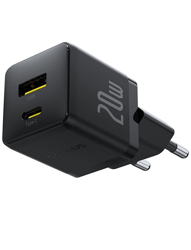 Baseus Palm Fast Charger C+U 20W с кабелем USB-C to USB-C 60W (черный) фото 1 Baseus Palm Fast Charger C+U 20W с кабелем USB-C to USB-C 60W (черный) фото 1