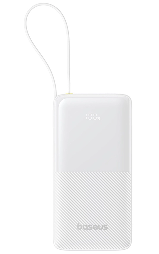 Baseus Bipow 2 Digital Display Power Bank 10000mah 20W с кабелем USB-C (белый)