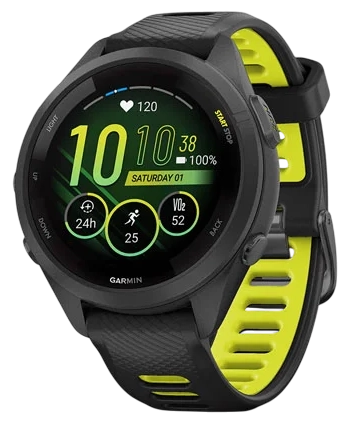 Garmin Forerunner 265S 42 мм (черный корпус/черно-желтый ремешок)